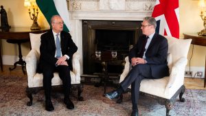 Palestinian Prime Minister Mohammad Mustafa visits London