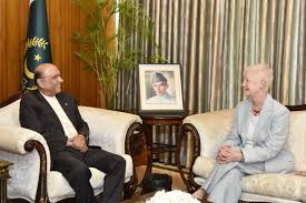 Outgoing head of European delegation Riina Kionka calls on President Zardari